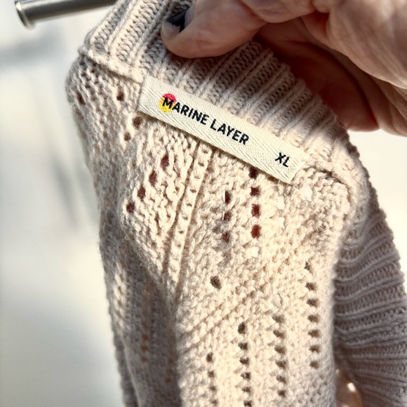 Marine Layer Cream Knit Sweater Vest Oversized Chunky XL Athleisure Cabincore - Picture 4 of 4